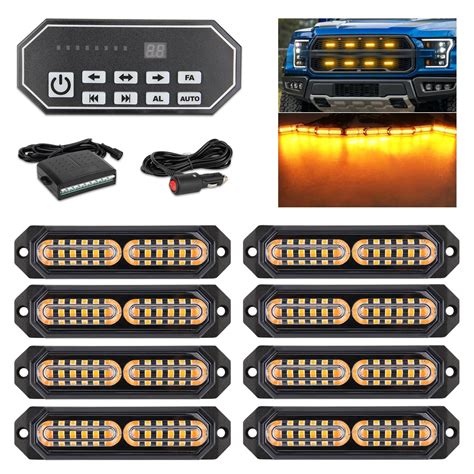 Led Grille Strobe Lights Dhf10 Amber Controller Panel 20 Mode Surface