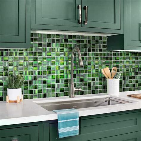 Green Glass Backsplash Kitchen Tile Things In The Kitchen