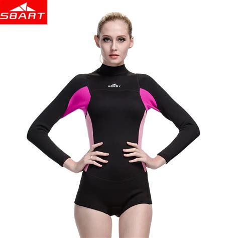 Sbart Neoprene Wetsuit Women 2mm One Piece Long Sleeve Rubber Swimsuit