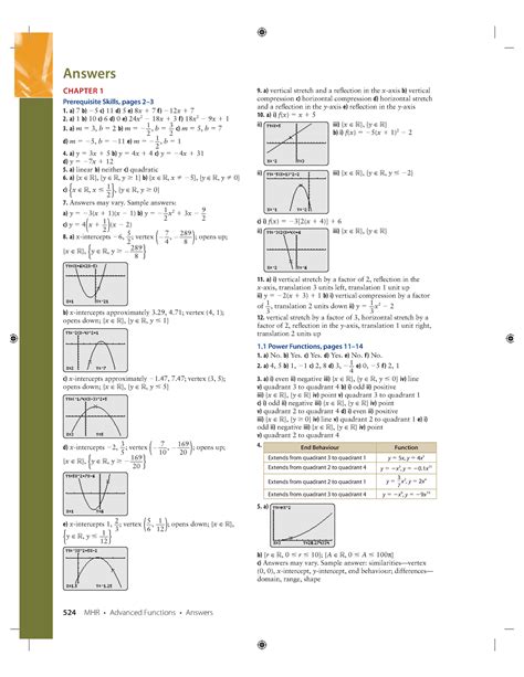 Mhf Math Textbook Unit Answers Answers Chapter Prerequisite