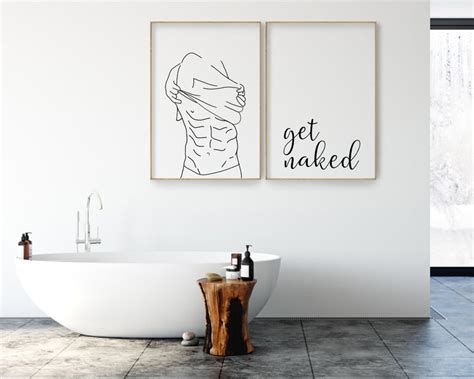 Get Naked Wall Art Poster Set Of 2 Get Naked Sign Print One Etsy