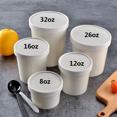 100x 8oz 12oz 16oz 26oz 32oz 235ml 1050ml Round Paper Soup Cups ...