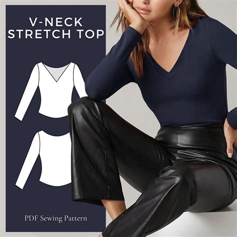 V Neck Top Sewing Pattern Long Sleeve Shirt Pattern Summer Top Sewing Pattern Pdf Sewing