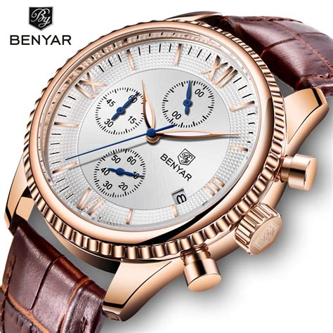 Benyar Top Brand High Quality Luxury Leather Watch Men S Fashion Sports