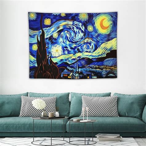 ONETECH Starry Night Tapestry By Van Gogh Wall Art For Bedroom