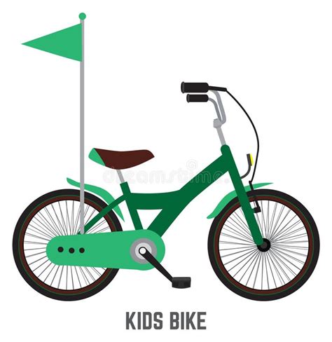 Kid Bicycle Green Child Bike Side View Stock Vector Illustration Of