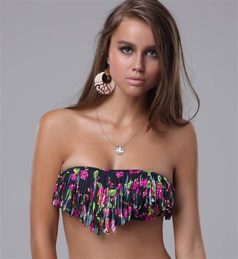 Sexy Ladys Swimwear Floral Tassels Fringed Strapless Bikini Top