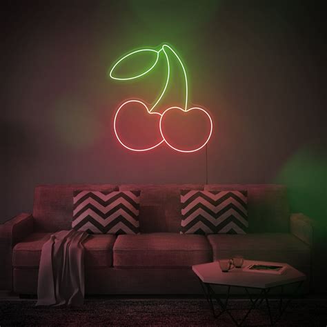 Cherry Led Neon Sign Wall Decor Wall Sign Neon Lights Etsy