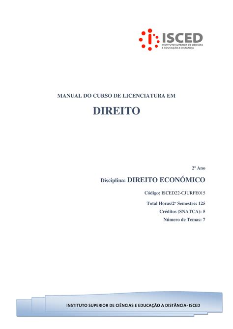 Modulo Direito Econ Mico Alcides Nobela Instituto Superior De Ci