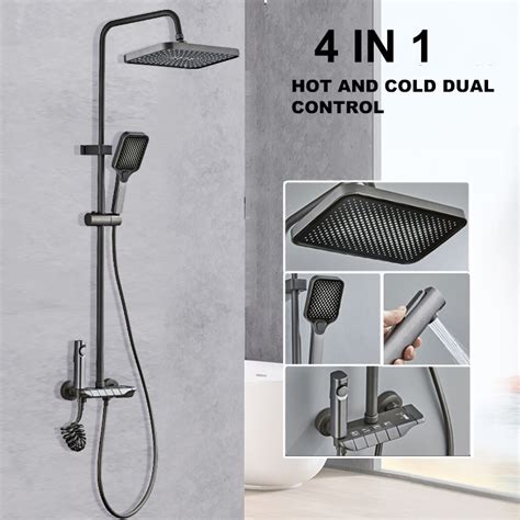 In Shower Set Stainless Steel Square Rainfall Hot And Cold Shower Set Shower With Faucet