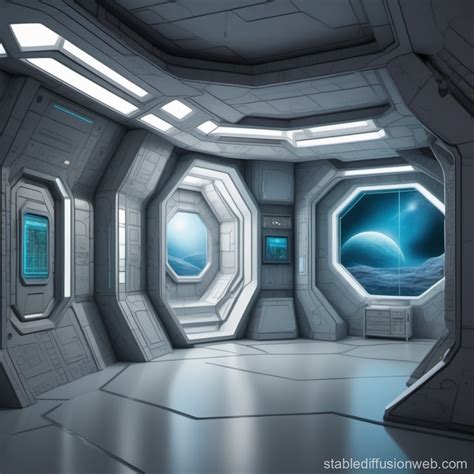 Sci-Fi Orthogonal Wall Panel View | Stable Diffusion Online