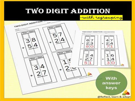 Two Digit Addition And Subtraction With Regrouping Adaptive Resources