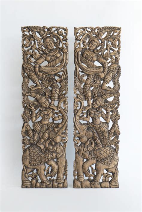 Pair Of Angels Oriental Wall Panels Siam Sawadee