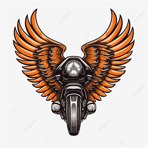 Harley Davidson Wing Vector Sticker Clipart Orange Motorcycle With