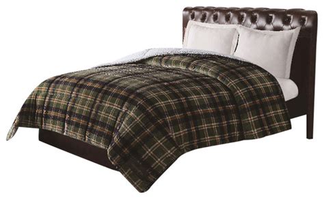 Remington Ultra Velvet Green Plaid Comforter Traditional Comforters And Comforter Sets By