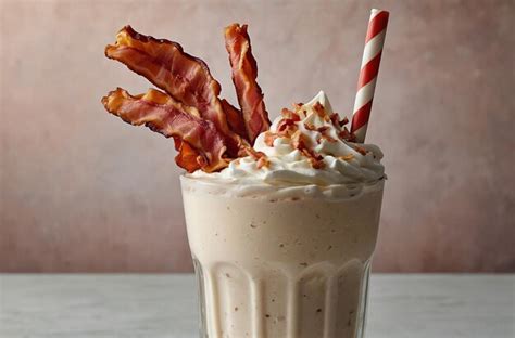 Premium Photo Maple Bacon Milkshake With Bacon Strip