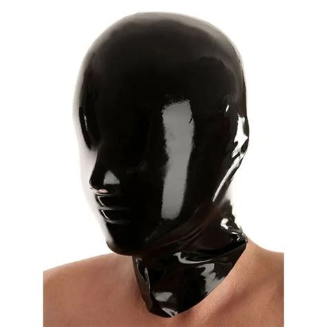 Latex Hood Full Enclosure Rubber Mask Back Zipper Catsuit Wear Costume Unisex Eur 4047