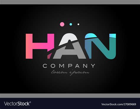 Han H A N Three Letter Logo Icon Design Royalty Free Vector