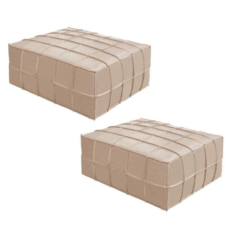 Kit Puffs Sala De Estar Grande X Cm Couro Matte Nude MadeiraMadeira