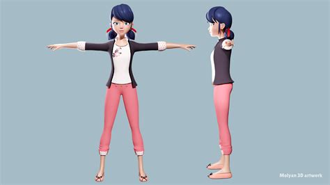 Miraculous Ladybug Marinette 3d Model Animated Rigged 41 Off