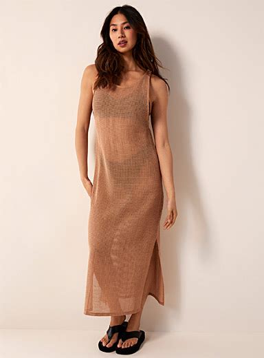 Grid Knit Relaxed Maxi Dress Simons Shop The Beach Dresses For