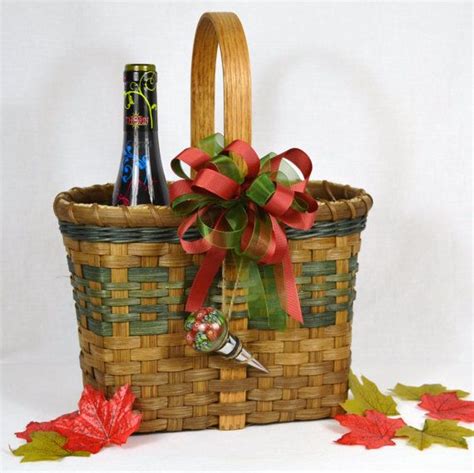 Handwoven Reed Or Wicker Double Wine Bottle Basket With Wine Etsy Basket Weaving Basket