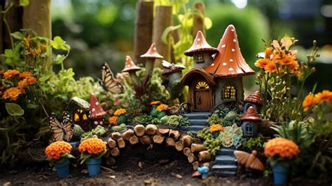 Premium AI Image | Fairy garden with a fairy house and a fairy garden