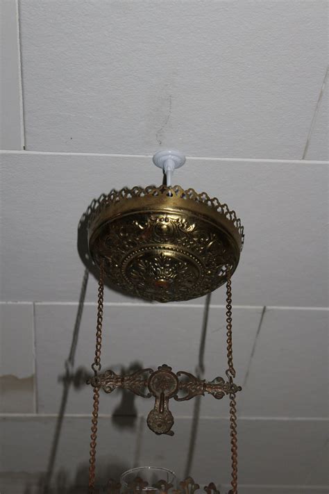 Antique Hanging Parlor Oil Lamp Early S Country Victorian Decor