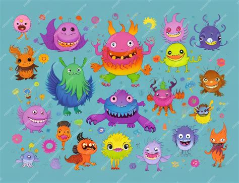 Premium Photo Set Of Cute Monsters Vector Illustration Isolated On