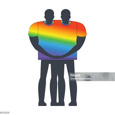 Kaos Untuk Dua Gay Pakaian Untuk Kekasih Warna Pelangi Lgbt Ilustrasi