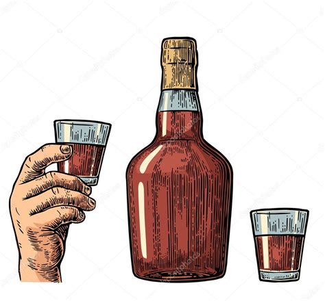 Rum Bottle And Hand Holding Glass Stock Vector Image By ©denispotysiev 126663968