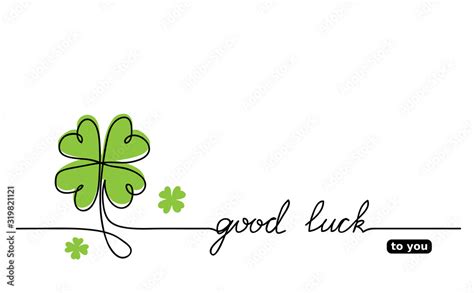 Clover Vector Sketch Good Luck Lettering Signature Quote Lucky