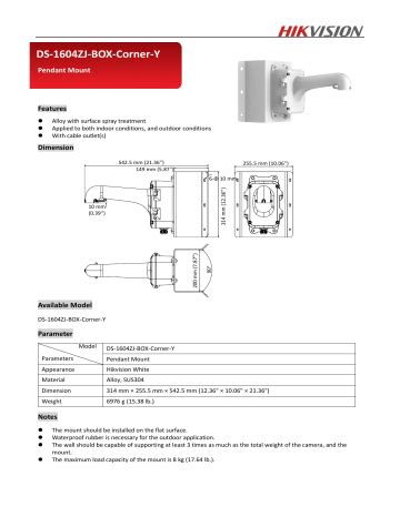 Hikvision Ds Zj Box Corner Y Cctv Accessory Data Sheet Manualzz