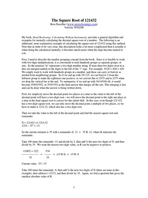 Alternate Derivation Of Square Root Algorithm Pdf Discrete