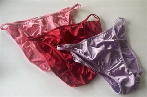 VTG 3 PR UNBRANDED String Bikini PANTIES Second Skin SATIN NWOT SZ XXXL