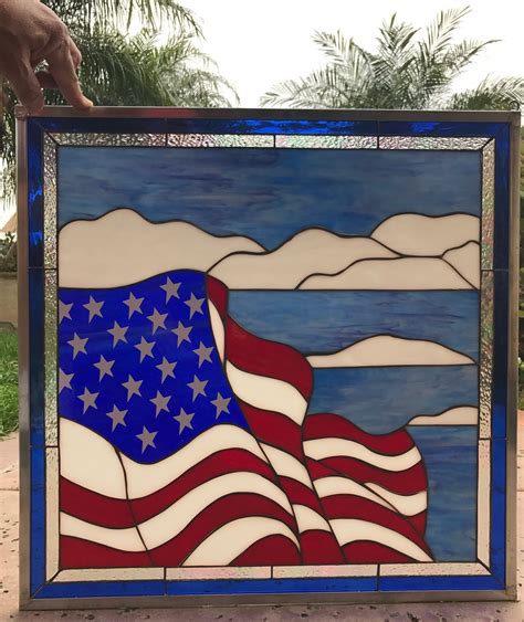 So Nice American Flag Pride Leaded Stained Glass Window Panel