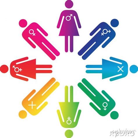 People Icons Gender Fluidity Gender Identity Sexuality Rainbow Wall Mural • Murals Trans