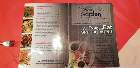 Menu At The River Garden Restaurant Belper