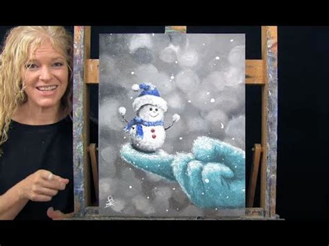 Learn How To Draw And Paint With Acrylics CUTEST SNOWMAN 3 Beginner