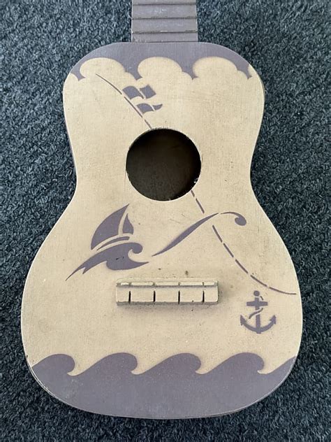 Regal Stencil Painted Uke Ukulele Ocean Anchor | Reverb