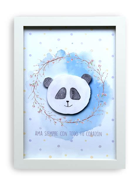 Ripley Cuadro Decorativo Infantil Osito Panda Provenzal Acuarelado D