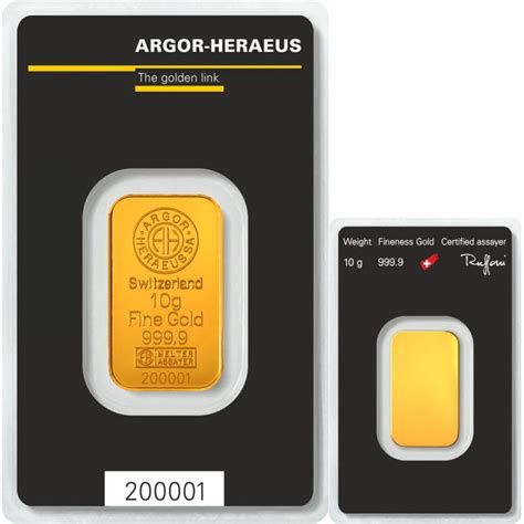 ARGOR Heraeus 10g Goldbarren Feingold 999 9