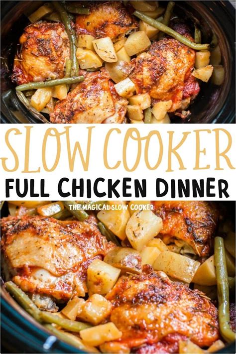 Slow Cooker Full Chicken Dinner Has Tender Chicken Thighs Yukon Gold