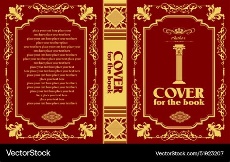 Old Book Cover Design Elements D Hand Drawn Vector Image