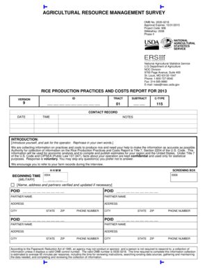 Fillable Online Nass Usda 2013 Agricultural Resource Management Survey