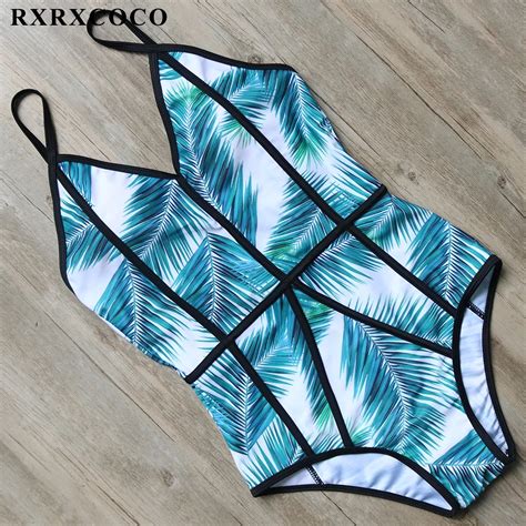 Rxrxcoco One Pieces Swimsuits Women Sexy Push Up Monokini Halter