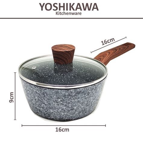 Jual Yoshikawa Sauce Pan Ceramic Marble Cm Tutup Kaca Panci