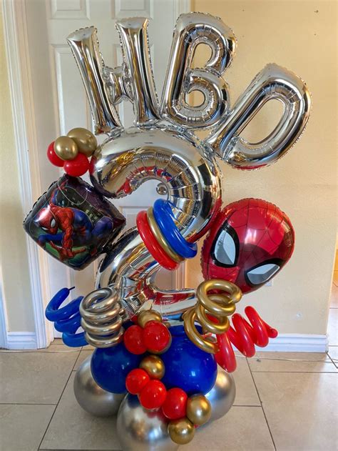 Spiderman Balloon Bouquet In 2024 Spiderman Birthday Spiderman