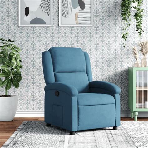 Zhu Fauteuil Inclinable Bleu Velours Tout Neuf Cdiscount Maison