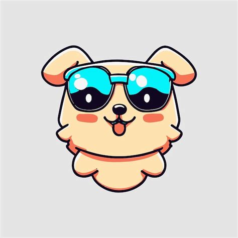 Kawaii lindo perro feliz con gafas de sol diseño de camiseta Vector